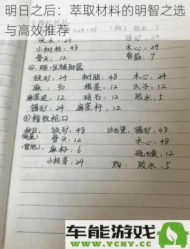 明日之后：如何明智选择萃取材料与高效获取推荐策略